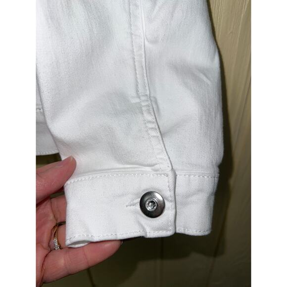 Quacker Factory Jean Jacket Womens Large Dream Jeannes White Stretch Denim QVC - Picture 4 of 8